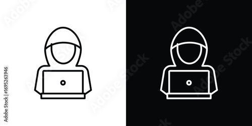 Hacker icon with black and white strokes
