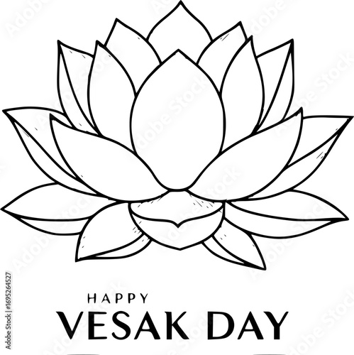 Lotus flower line art style, vesak day vector
