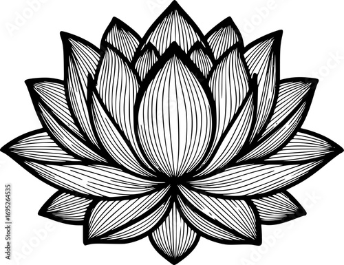 Lotus flower line art style, vesak day vector
