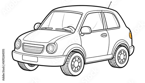 Wallpaper Mural Simple line drawing of a small hatchback car Torontodigital.ca