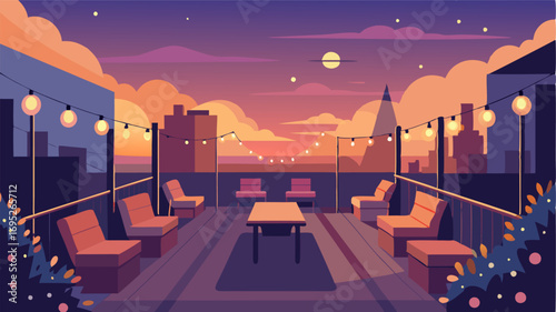 As the sun sets the highline transforms into a romantic setting with ling lights and cozy seating areas.