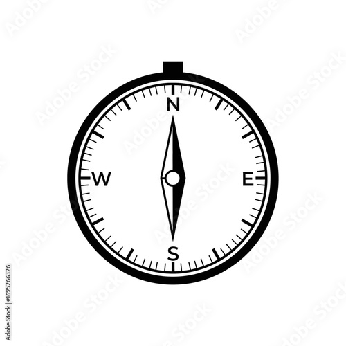 Classic compass icon indicating directions on a transparent background  