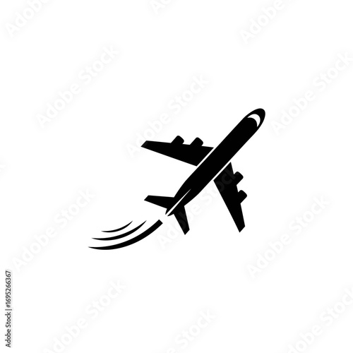 Airplane taking off in a minimalist vector style  