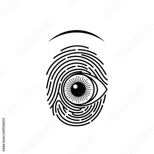 Biometric Eye with Fingerprint Design in Vector Style  