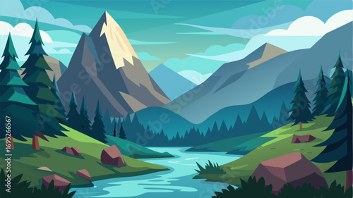 In the midst of towering mountains a small glade offers a tranquil respite from the rugged terrain with soft grass and gentle streams.