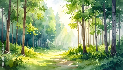 Fototapeta Naklejka Na Ścianę i Meble -  Sunlit forest path