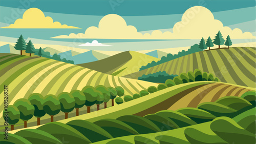 Blissful rolling hills lined with neat and orderly rows of grapevines their leaves rustling in the soft breeze as far as the eye can see.