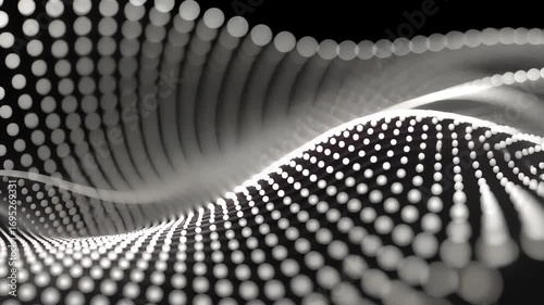 Waveform Pattern: A mesmerizing wave-like pattern of luminous dots dances across the canvas, evoking a sense of digital fluidity and technological elegance.
