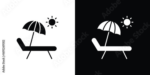 Sun bed icons for graphic and web design projects