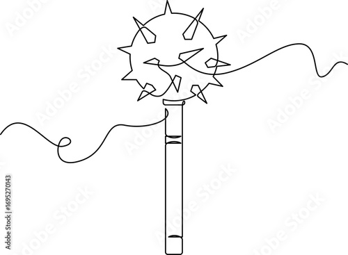 one line art Morning Star vector illustration. line art, one continuous line, simple, hand drawn and sketch style. for icons, symbols, signs or logos. PNG