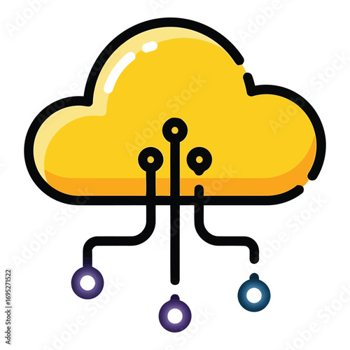 Art of cloud computing technology icon, isolated on white background