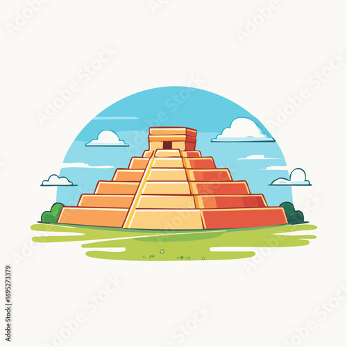 Pixelated Mayan Pyramid Scene