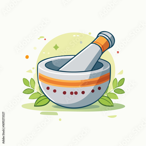 Cute Cartoon Mortar And Pestle Illustration