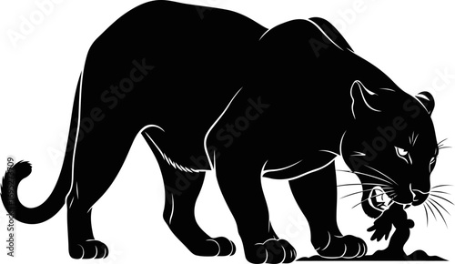 black panthers silent prowl silhouette of night hunters deadly grace, isolated on transparent background