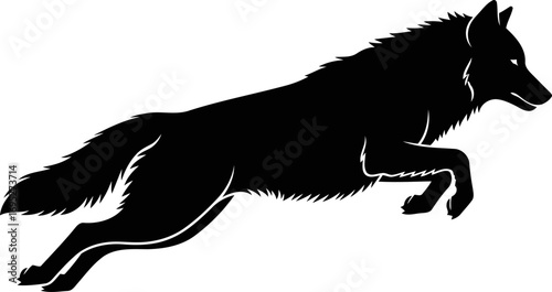 black wolfs midnight leap silhouette of boundless freedom and untamed power, isolated on transparent background