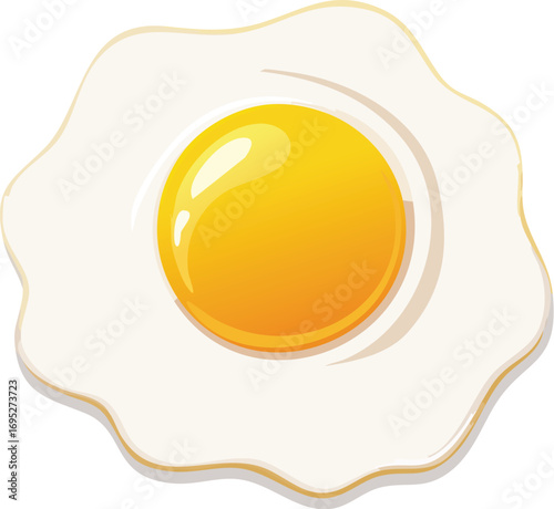 A perfectly cooked fried egg, sunny-side up, with a golden yolk. An isolated vector illustration for breakfast and food concepts. Generative AI