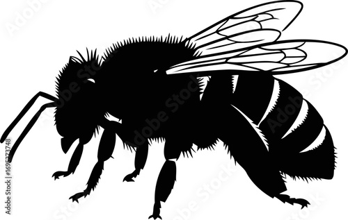 bumble bee silhouette a monochrome icon of natures industriousness, isolated on transparent background