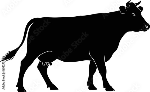 elegant cow silhouette icon of peaceful farm life, gentle strength, and serene countryside, isolated on transparent background