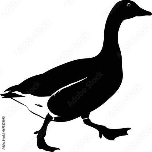 elegant goose silhouette a icon of serene grace, tranquil nature, and peaceful farmland, isolated on transparent background