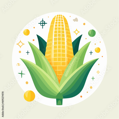 Circular Illustration Of An Ear Of Corn
