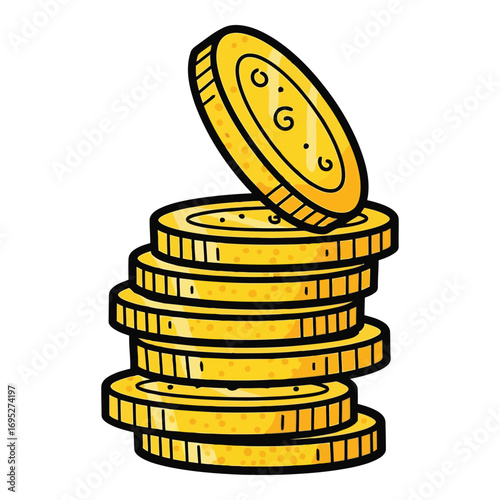 Art of stack of gold coins isolated on white background, symbolizing wealth and financial prosperity