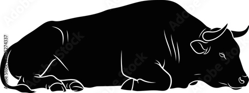 majestic bull silhouette a powerful icon of strength and tranquility, isolated on transparent background