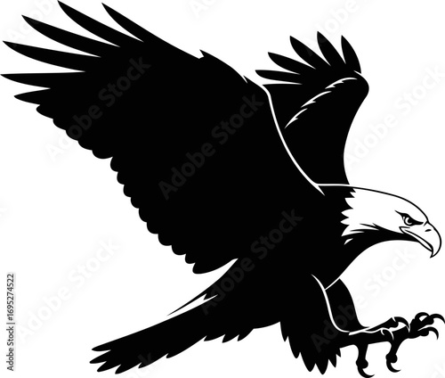 majestic eagle in flight a silhouette of freedom, power, and american pride, isolated on transparent background