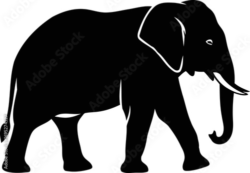 majestic elephant silhouette a timeless symbol of wisdom, strength, and gentle power, isolated on transparent background