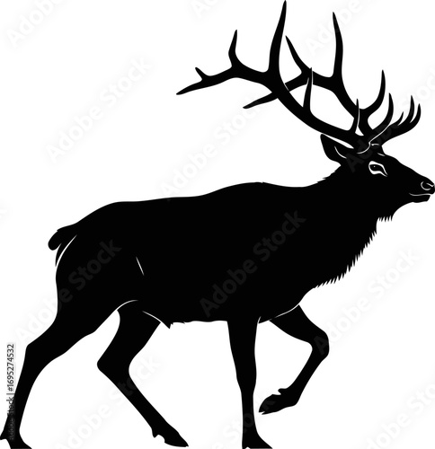majestic elk silhouette a noble stags silent journey through the winter woods, isolated on transparent background