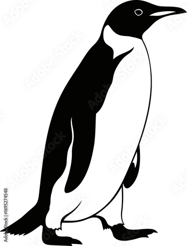 majestic emperor penguin silhouette a icon of antarctic majesty, polar elegance, and frozen beauty, isolated on transparent background