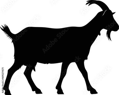 majestic goat silhouette a icon of alpine grace, farm serenity, and timeless pastoral charm, isolated on transparent background