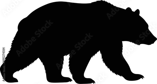 majestic grizzly silhouette icon of wilderness power, untamed strength, and wild forest majesty, isolated on transparent background