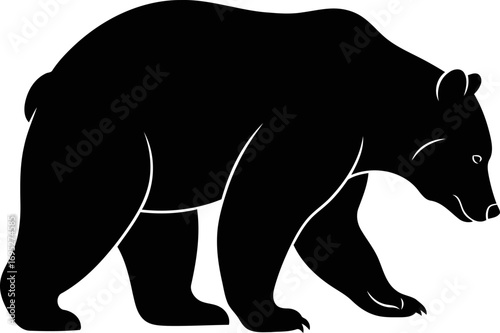 majestic grizzly silhouette wilderness spirit, untamed power, and forest majesty, isolated on transparent background