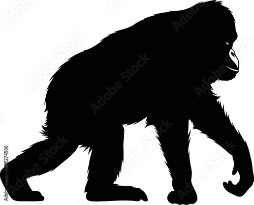 majestic gorilla silhouette a emblem of primate power and jungle majesty, isolated on transparent background