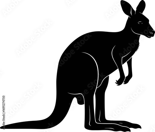 majestic kangaroo silhouette a icon of aussie spirit, powerful hops, and outback freedom, isolated on transparent background