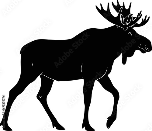 majestic moose silhouette a icon of wilderness grandeur, tranquil power, and northern majesty, isolated on transparent background