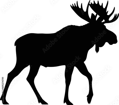 majestic moose silhouette a of wilderness grandeur, tranquil forest icon, isolated on transparent background