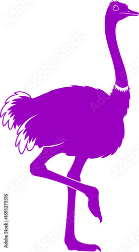 majestic purple ostrich silhouette a icon of serene african savanna grace, isolated on transparent background