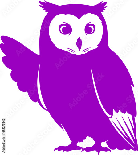 majestic purple owl silhouette a winged greeting of wisdom, art, isolated on transparent background