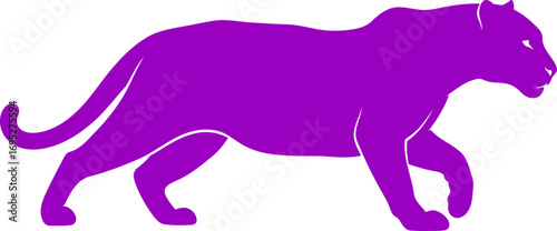 majestic purple panther silhouette a symbol of nighttime prowl and mysterious elegance, isolated on transparent background
