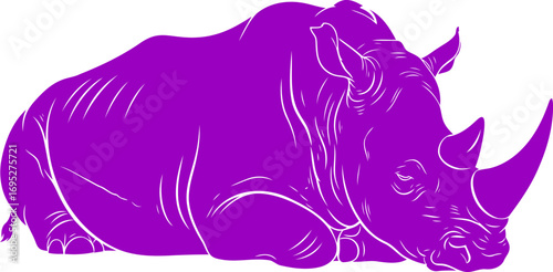 majestic purple rhino silhouette serene power, art, african wildlife, isolated on transparent background