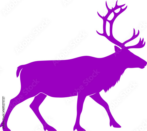 majestic purple reindeer silhouette icon of arctic grace, winter wonderland, and festive spirit, isolated on transparent background