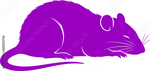 majestic purple rat silhouette art of nighttime rest and quiet mystery, isolated on transparent background