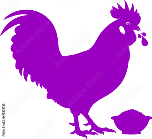 majestic purple rooster silhouette a icon of farm life, mornings dawn, and rustic charm, isolated on transparent background