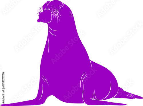 majestic purple sea lion silhouette a serene coastal emblem of ocean majesty, isolated on transparent background
