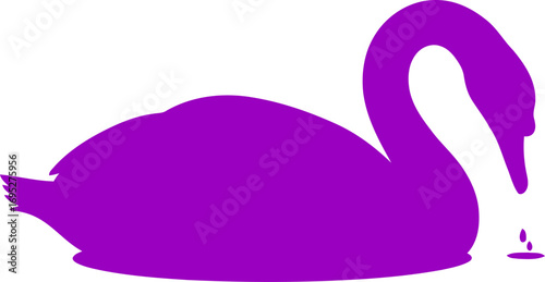 majestic purple swan silhouette serene water reflection, graceful art, isolated on transparent background
