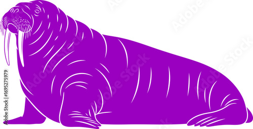 majestic purple walrus silhouette icon of arctic majesty, ocean wisdom, and gentle giants, isolated on transparent background