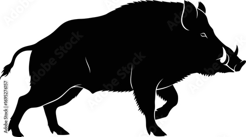 majestic wild boar silhouette art of forest power and ancient strength, isolated on transparent background