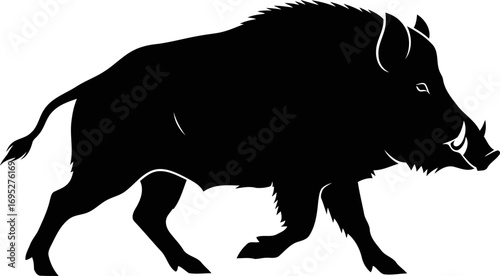 majestic wild boar silhouette a graphic of untamed power and primal instincts, isolated on transparent background