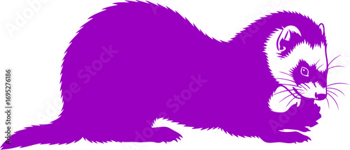 mysterious purple ferret silhouette a icon of playful stealth, perfect for quirky designs and petthemed projects, isolated on transparent background